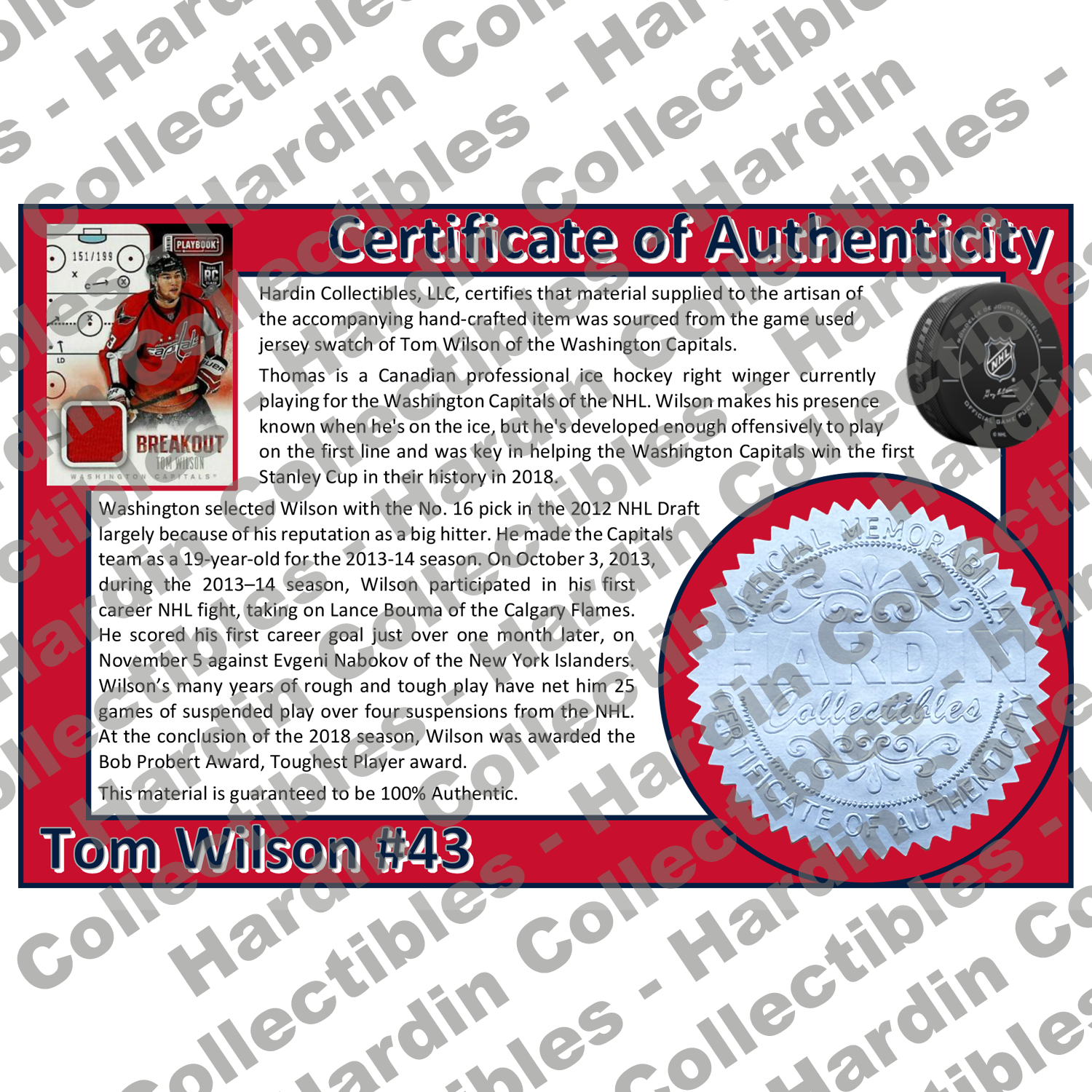 Image of certificate of authenticity for Wilson, Tom 