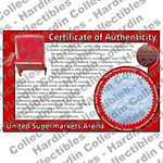 Image of certificate of authenticity for United Supermarkets Arena (Texas Tech University) - front