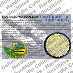 Image of certificate of authenticity for USS Bremerton (SSN-698) - front