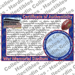 Image of certificate of authenticity for War Memorial Stadium (Buffalo Bills) - front