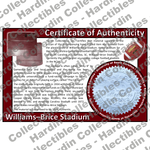 Image of certificate of authenticity for Williams Brice Stadium ( University of South Carolina) [Plastic Seats] - front