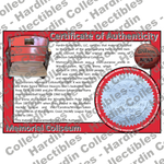 Image of certificate of authenticity for Winston-Salem Memorial Coliseum (Winston-Salem State University) - front