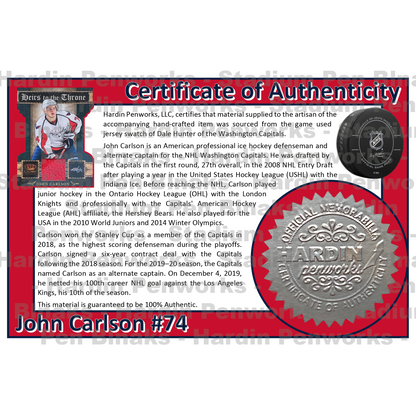 Carlson, John #74 - Game Played Relic
