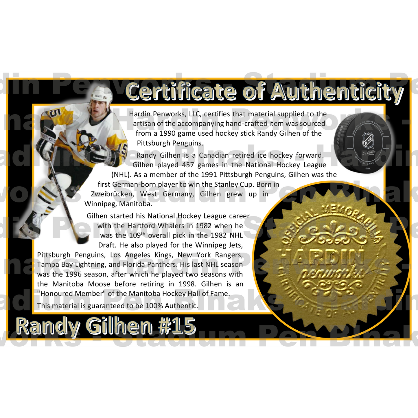 Gilhen, Randy #15 - Game Played Relic
