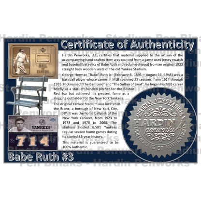 Ruth, Babe #3 - Game Played Relic