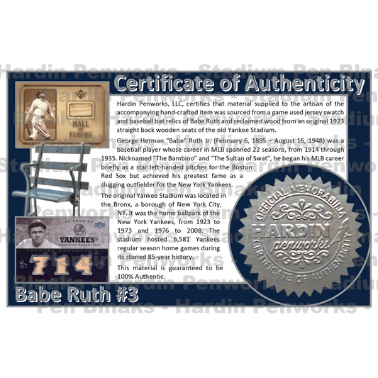 Ruth, Babe #3 - Game Played Relic
