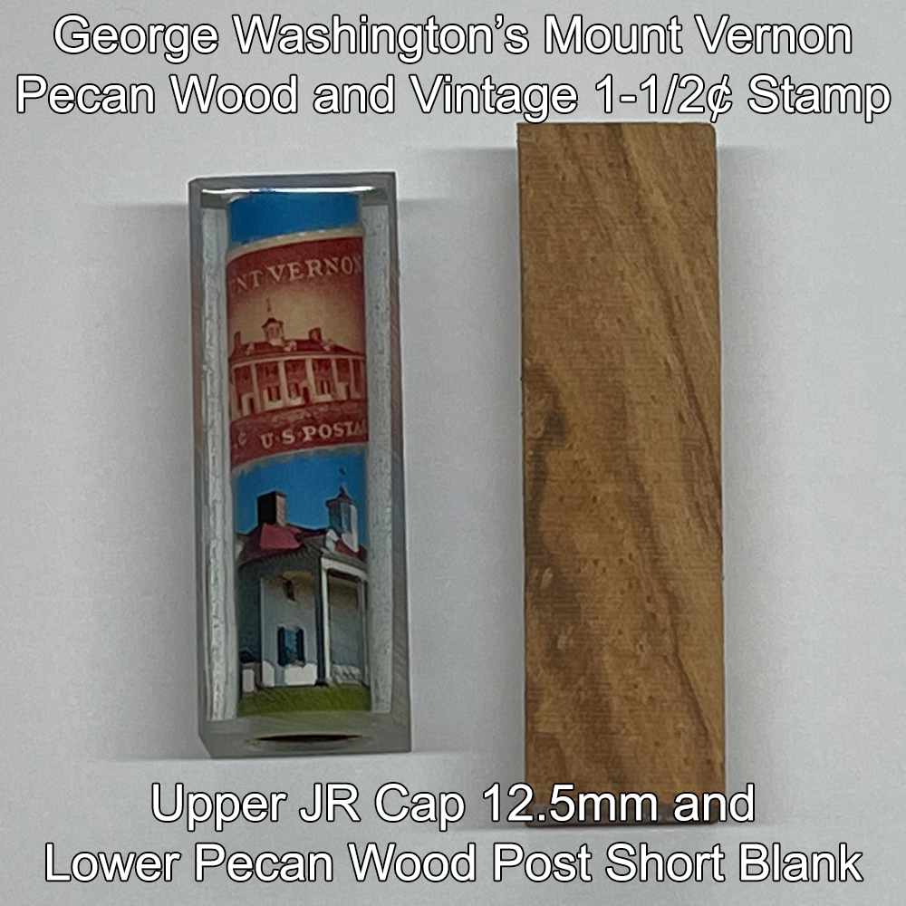 George Washington's Mount Vernon Vintage Stamp with Pecan Wood