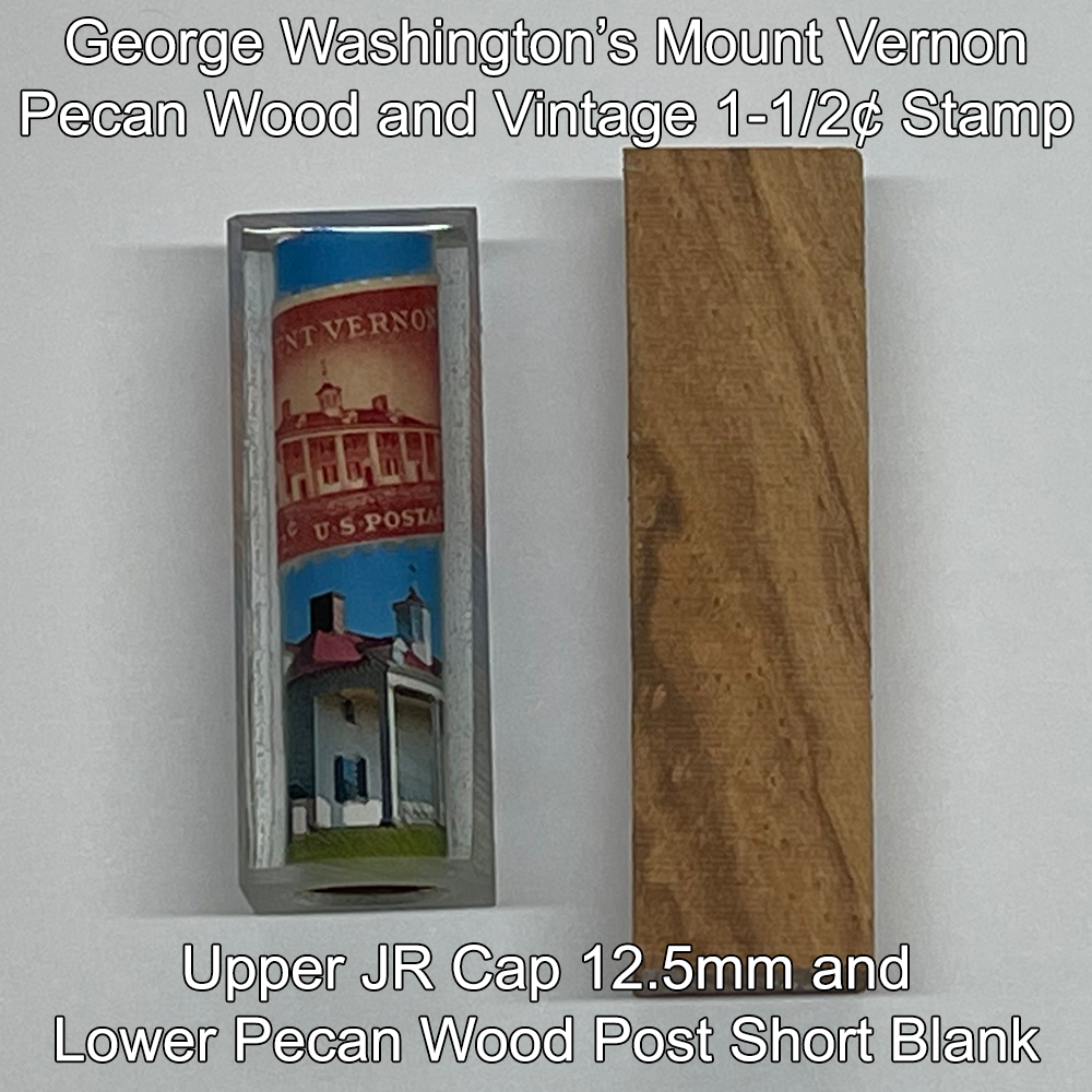 Pecan Wood sourced from a tree felled at George Washington's Mount Vernon Estate with Vintage Stamp