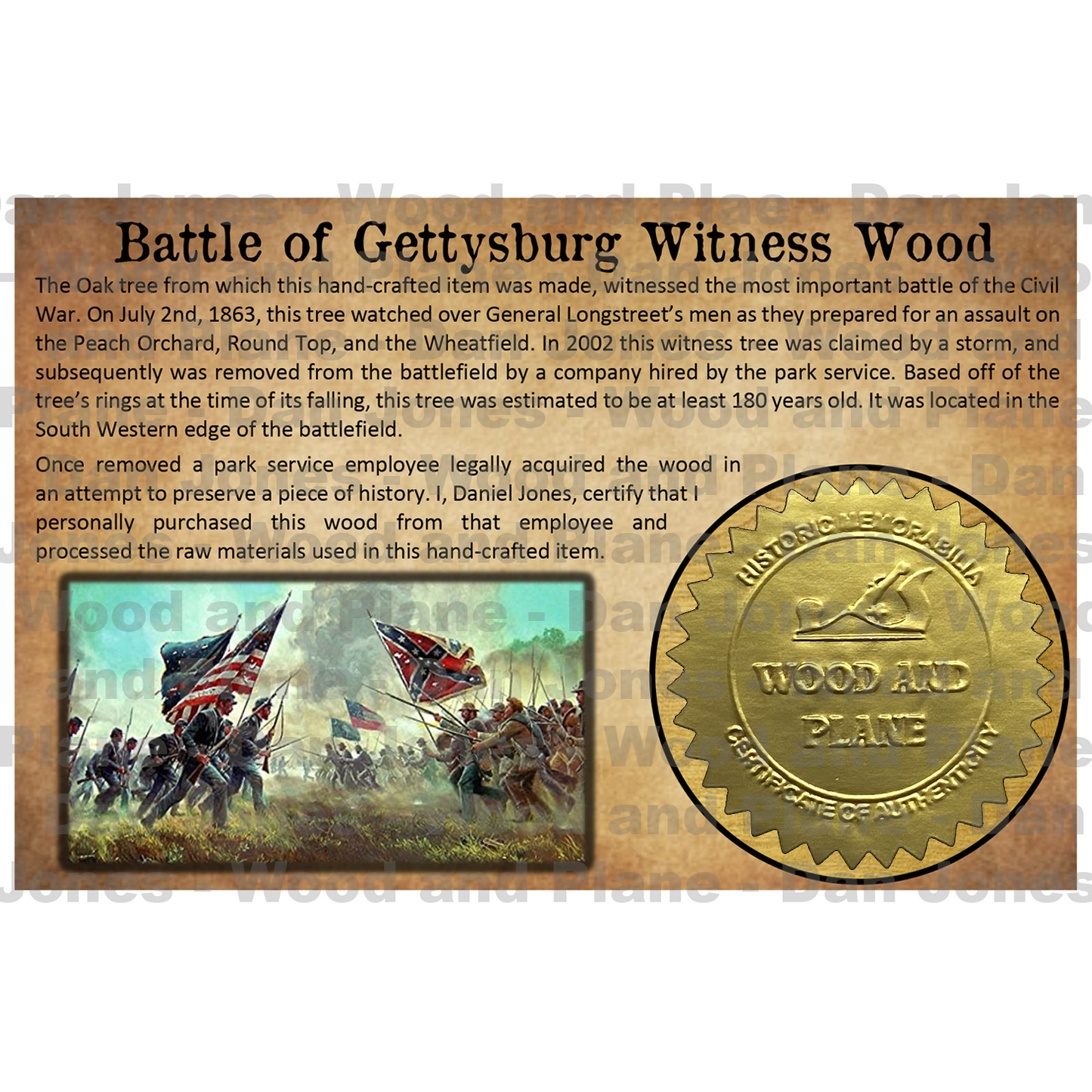 Battle of Gettysburg Witness Wood