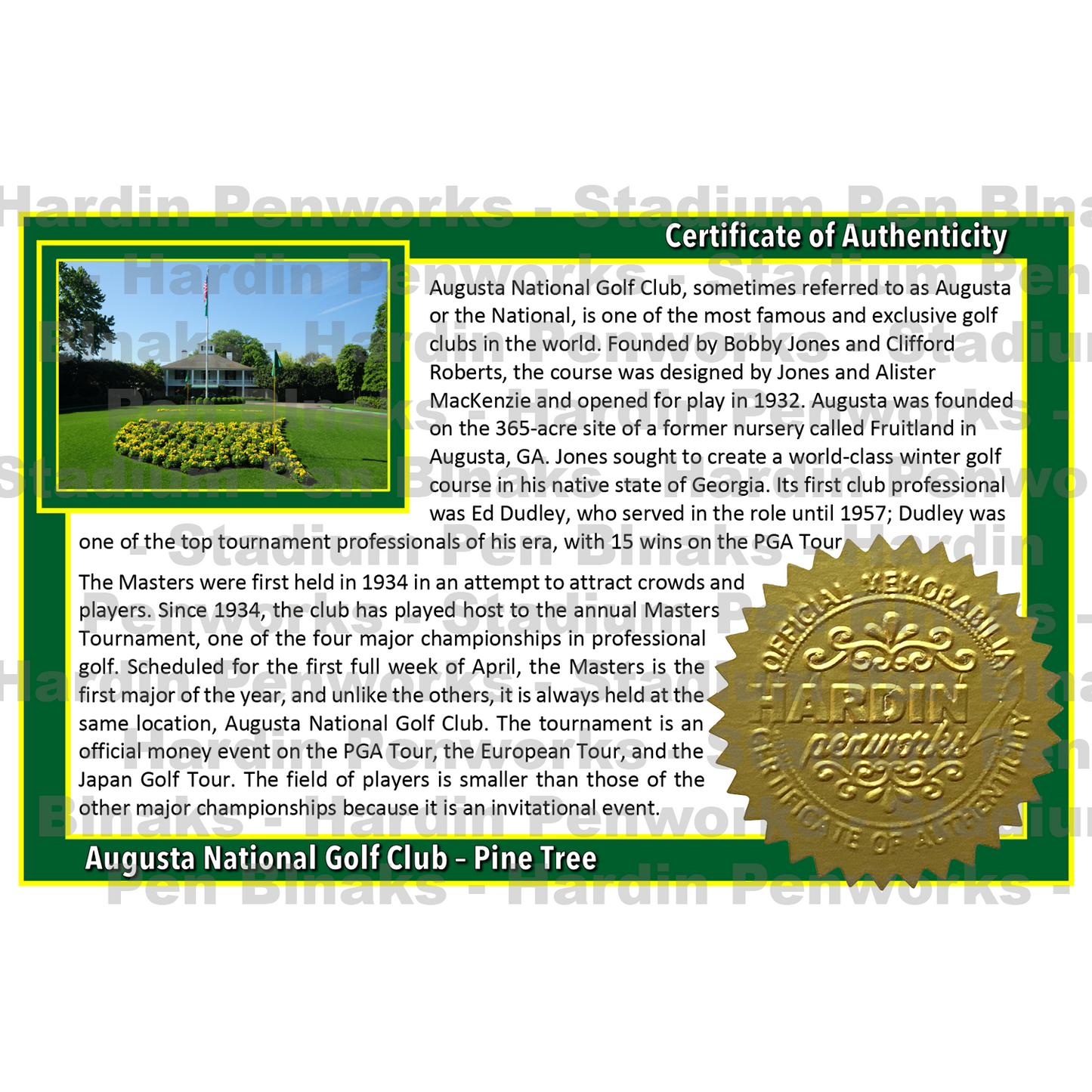 Augusta National Golf Club [Wood Blanks]