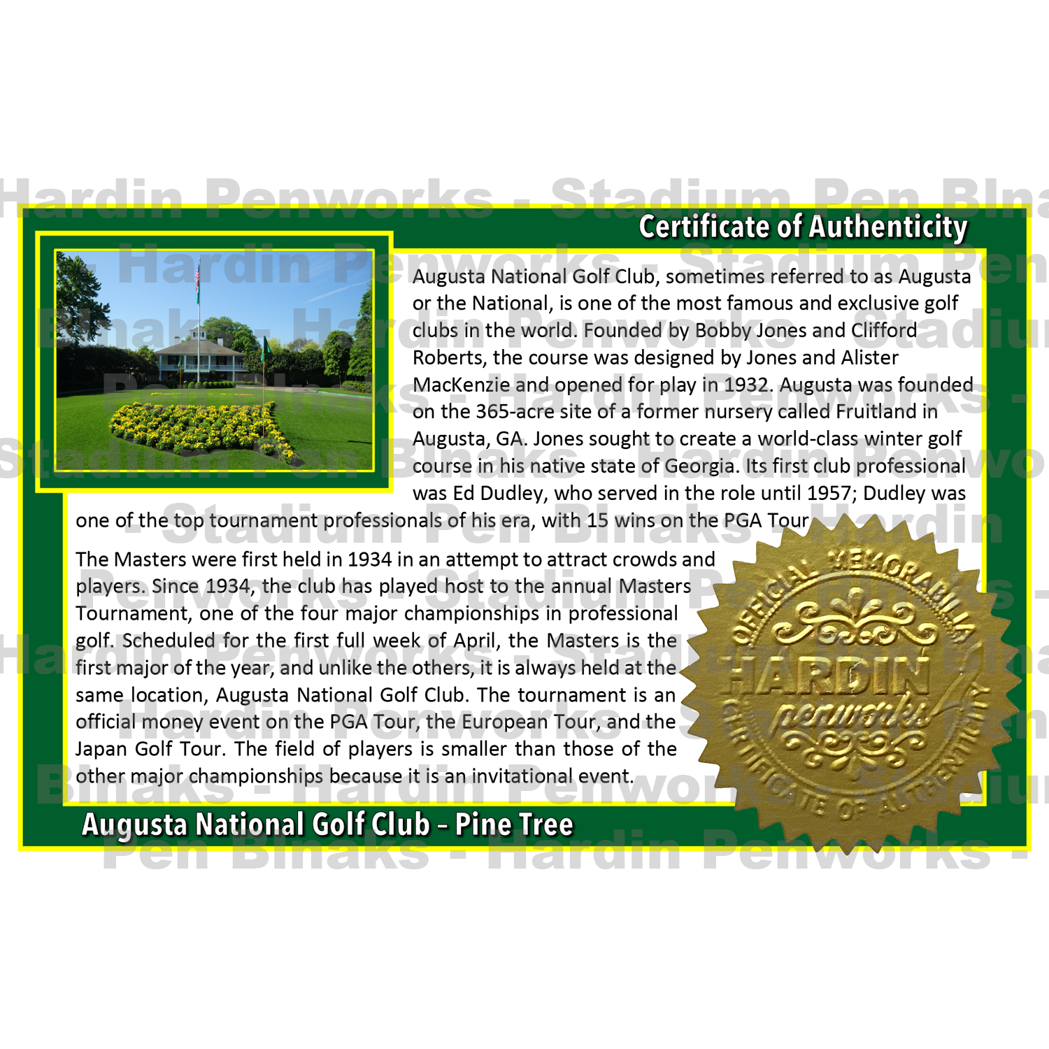 Augusta National Golf Club [Wood Blanks]