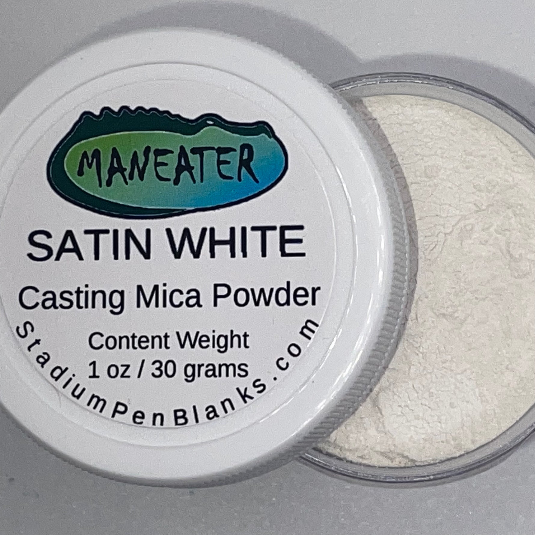 Satin White Mica Powder Jar - Maneater 1oz